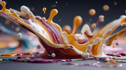 Eye-catching splash of paint on canvas showcasing creative patterns and vibrant colors in an artistic composition