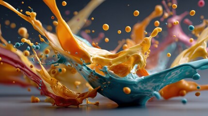 A dynamic splash of paint in mid-air capturing the essence of creative expression and artistic movement