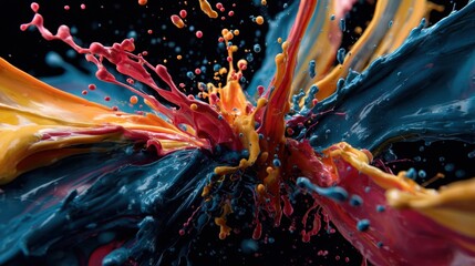 Explosive and colorful paint splash creating a dynamic and abstract visual experience with striking color combinations