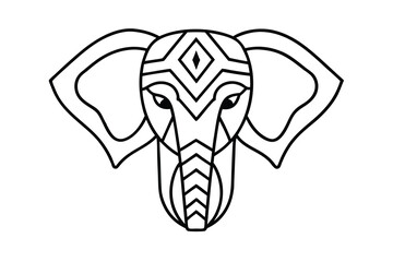 Continuous line drawing of elephant mask