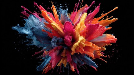 Vibrant and colorful explosion of paint creating a dynamic visual masterpiece with bold colors and abstract patterns