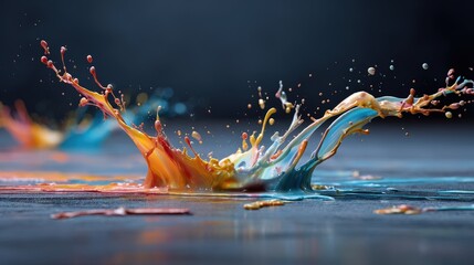 Radiant and colorful splash of paint creating a beautiful display of artistic expression and dynamic energy on canvas