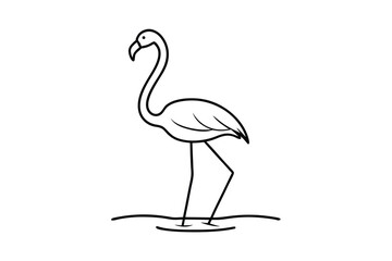 Continuous line drawing of flamingo © SandhaRani