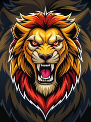 Fototapeta premium angry lion realistic design and bold line black , white background ,full color