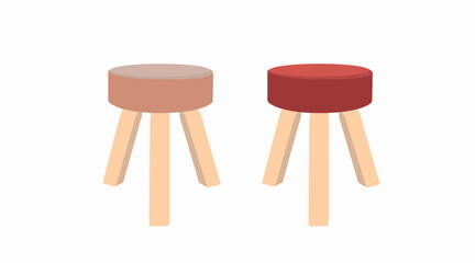 Wooden Stool Vector Set. Vector Isolated Illustration of a Wooden Stool