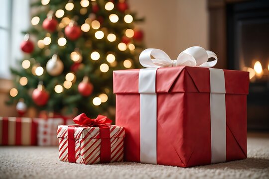 Beautiful christmas gifts under decorated tree festive holiday presents