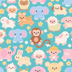 seamless pattern with funny animals