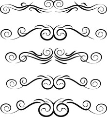 Elegant black swirl dividers and ornaments for design projects and layouts
