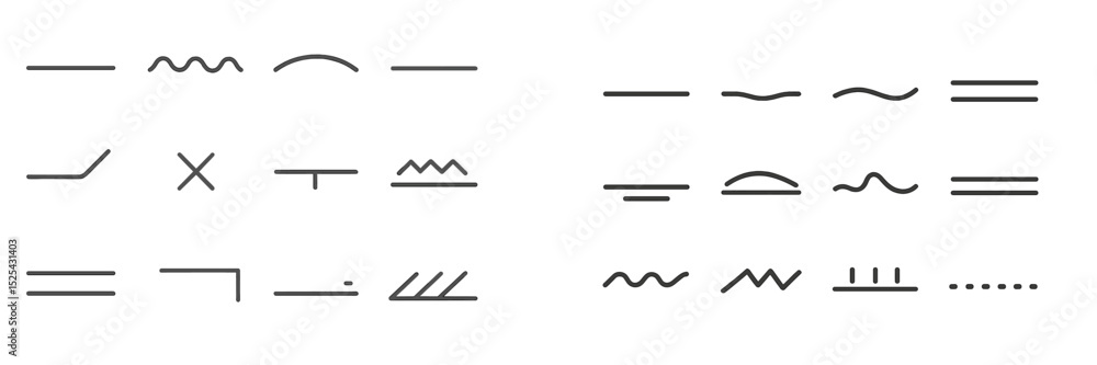 Poster variety of abstract line designs in minimalist style suitable for backgrounds and graphic elements