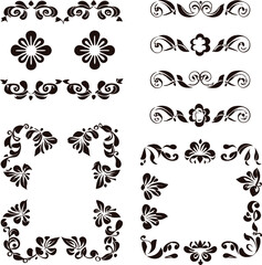 Elegant Floral Vector Elements for Borders Frames and Dividers in Black