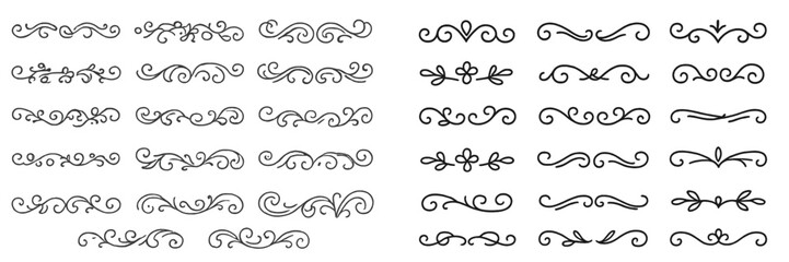Decorative flourishes in various styles for creative projects and design enhancements