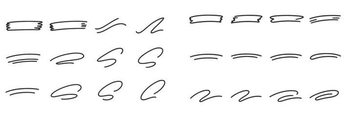 Different styles of hand-drawn lines showcasing various patterns and textures for artistic design projects