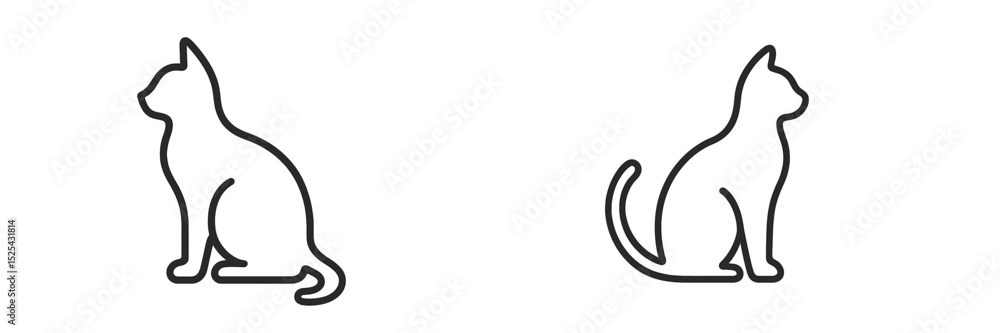 Poster silhouettes of two cats in a minimalist style showcasing their distinct postures and expressions