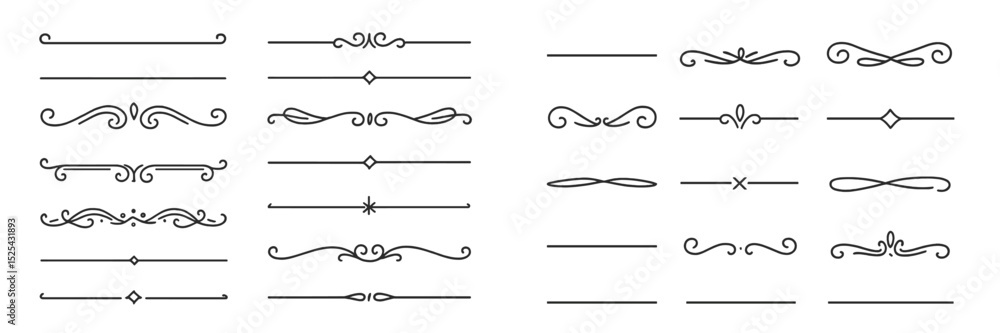 Poster elegant decorative dividers in various styles for design projects showcasing artistic flair and vers