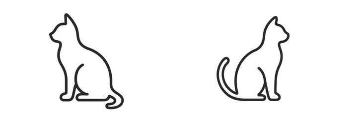 Silhouettes of two cats in a minimalist style showcasing their distinct postures and expressions