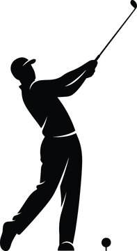 Powerful Golf Swing Silhouette Dynamic Action Shot of a Golfer