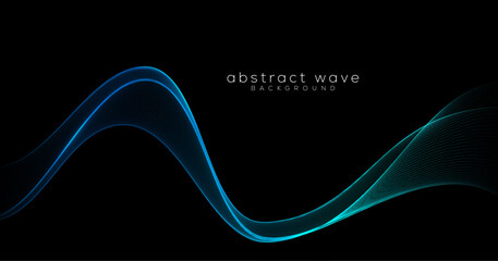 Abstract flowing wave line background. Modern gradient blue green wave line. Design element for technology, science, AI, flyer, modern concept