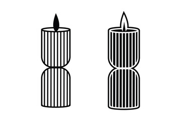Candle silhouette art vector with line art on white background 