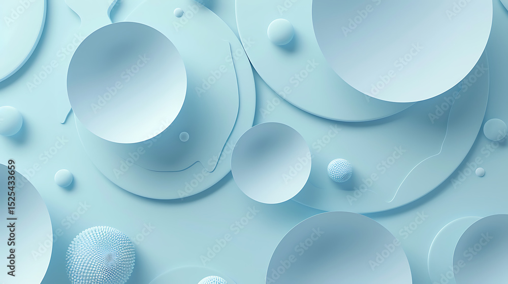 Aufkleber a serene abstract background featuring a composition of light blue circles and spheres creating a mo