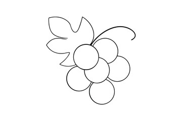 Simple line drawing of grapes with leaf