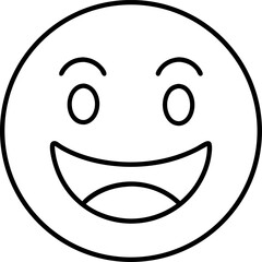 Smiling face emoji outline vector illustration expressing happiness joy and positive emotion