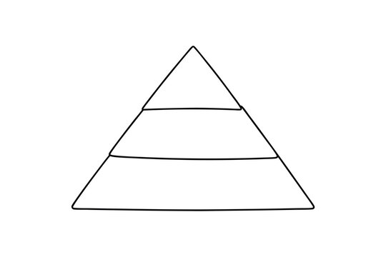 Three tiered pyramid line drawing simple graphic design