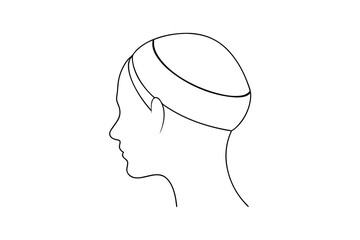 Simple line drawing woman head wearing headband