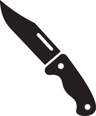 Knife silhouette icon, showing a hunting with a wooden handle, hunting knife vector illustration