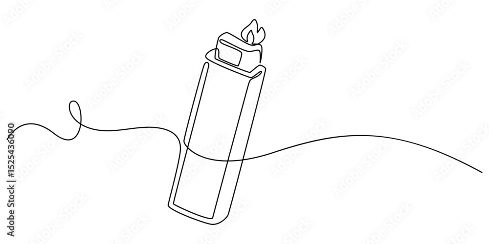 Poster continuous line drawing. lighter. black isolated on white background. hand drawn vector illustration