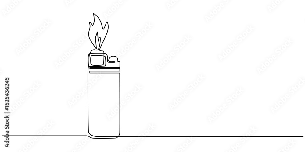 Poster continuous line drawing. lighter. black isolated on white background. hand drawn vector illustration