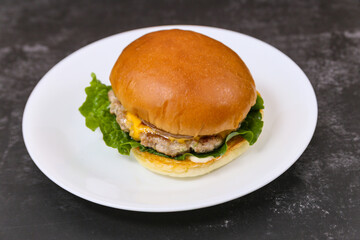 Homemade hamburgers on a plate