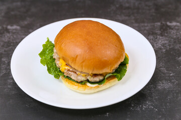 Homemade hamburgers on a plate
