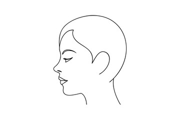 Woman's profile line drawing minimalist art illustration