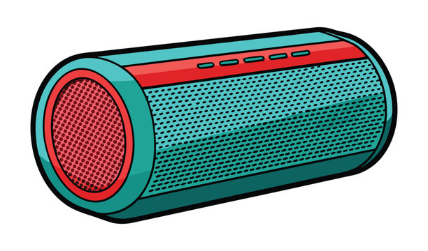 teal and red speaker pop art style clip art preview