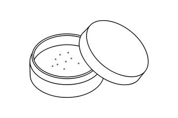 Open compact powder makeup line drawing illustration
