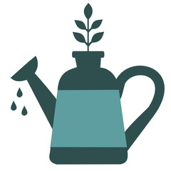Minimalist vector of a watering can with a sprouting plant—symbolizing growth, care, and sustainability.