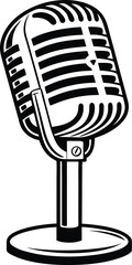  microphone silhouette, vintage mic icon, retro audio vector, classic sound equipment, black broadcast symbol