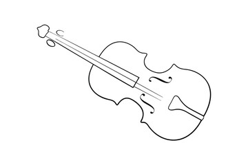 Simple line drawing of a violin musical instrument © Sumon