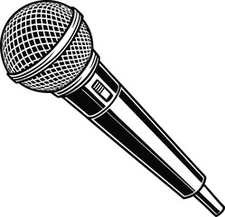  microphone silhouette, vintage mic icon, retro audio vector, classic sound equipment, black broadcast symbol