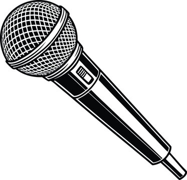  microphone silhouette, vintage mic icon, retro audio vector, classic sound equipment, black broadcast symbol