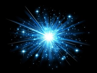 Fototapeta premium Blue Light Burst Sparkling Rays and Glowing Particles, light effect, energy burst Light effect, energy burst