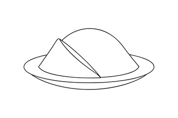 Line drawing of a delicious food dish served on a plate