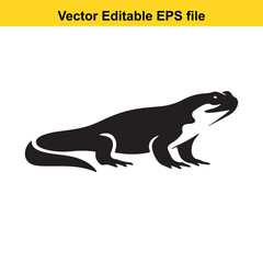 Vector Illustration of a Komodo Dragon in Black Silhouette