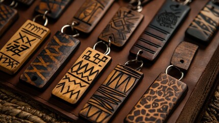 Handcrafted Wooden Keychains: Tribal Art Collection