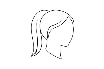 Simple line drawing of woman with high ponytail