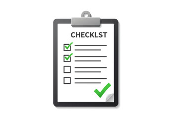 A checklist on a clipboard with green check marks indicating completed tasks and some tasks remaining