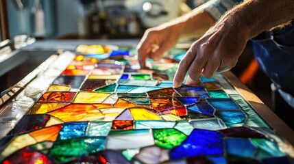 Artisan Craftsmanship: A Vibrant Stained Glass Window Takes Shape