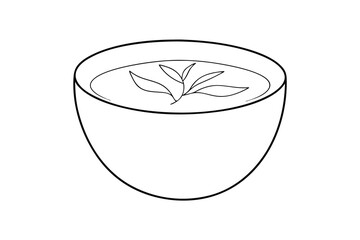 Simple line drawing of a cup of tea with tea leaves