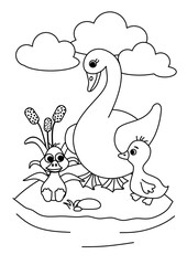 goose family, coloring book for children