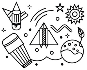 Back to school cartoon vector illustration featuring a pencil icon set